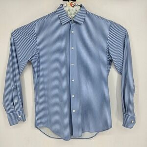 Boggi Milano Shirt Mens Large Button Up Casual Striped Blue Sensitive Preppy